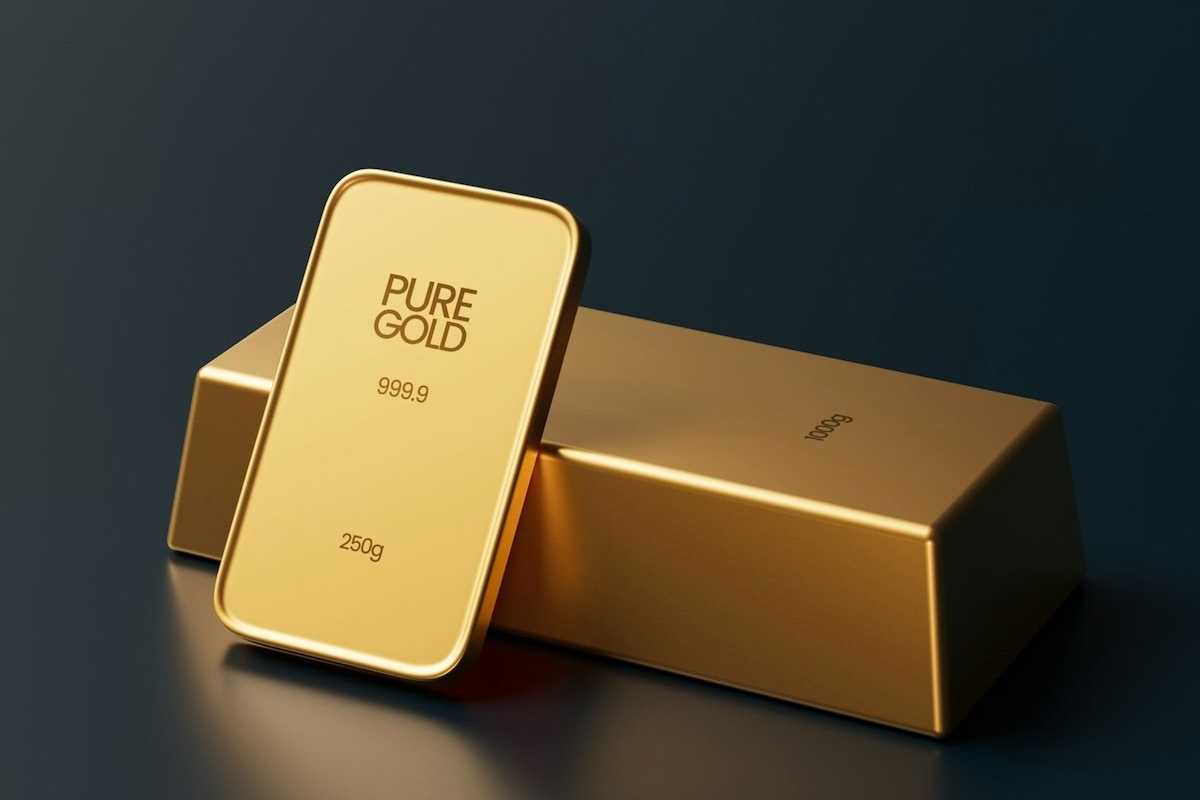 3D rendering of gold bars