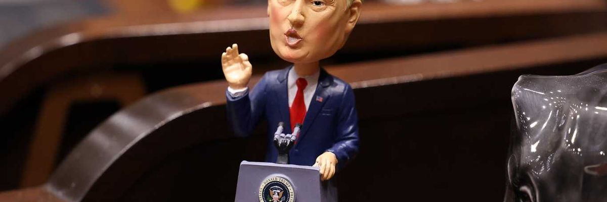 A bobblehead of President Donald Trump on the floor of the Arizona House of Representatives