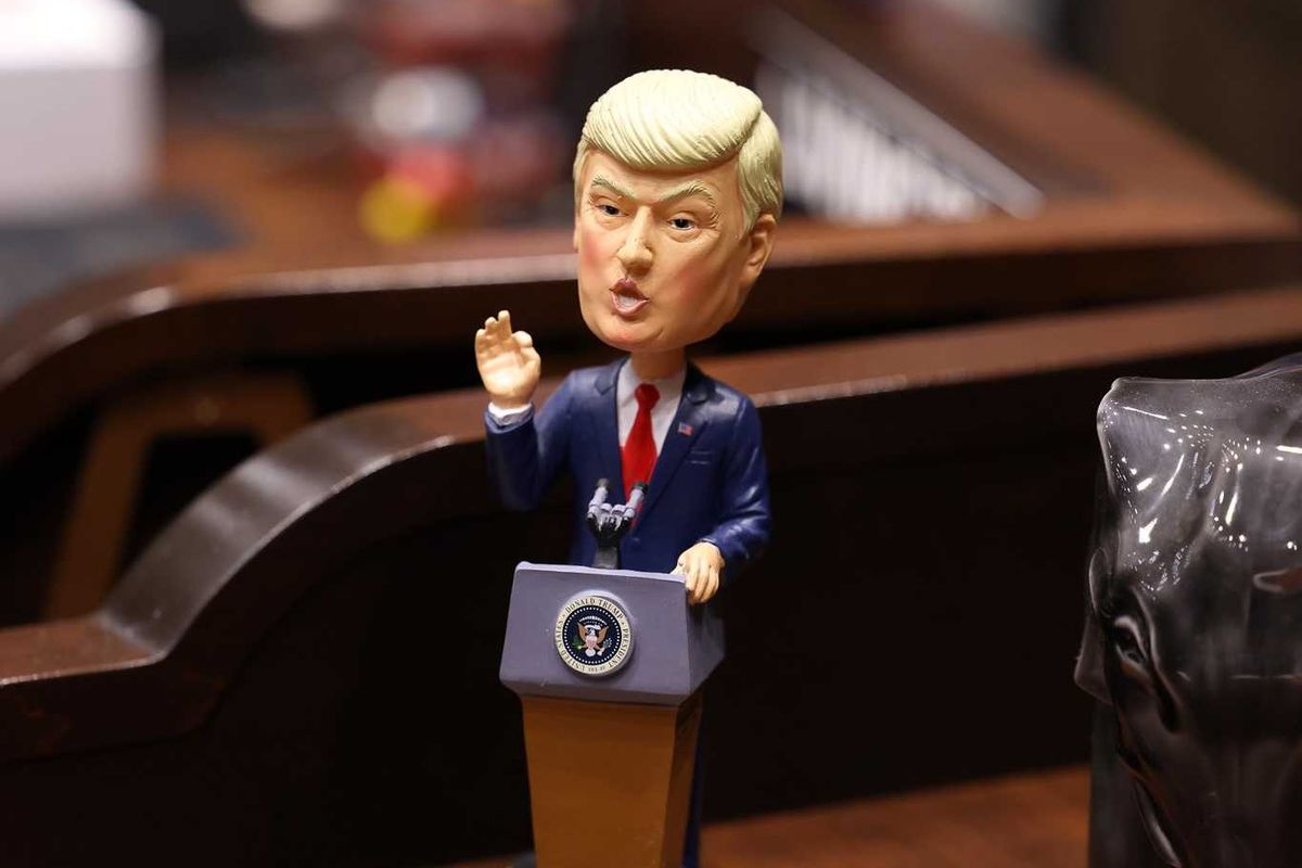 A bobblehead of President Donald Trump on the floor of the Arizona House of Representatives
