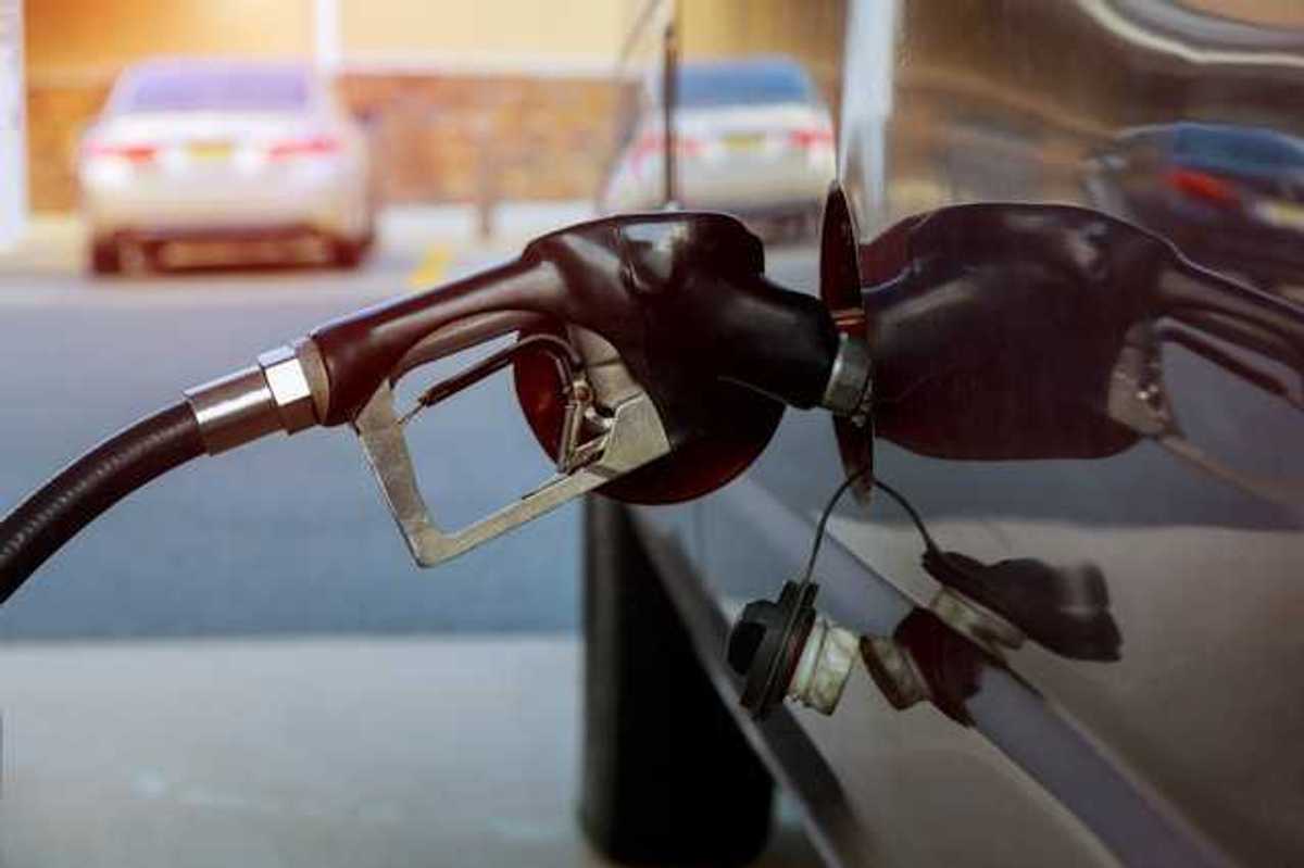 A car being filled with gas