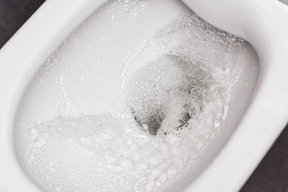 A close up of a bidet bowl with water in it