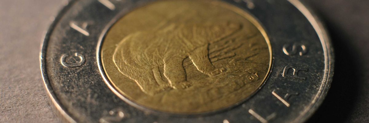 A close up of a coin on a table