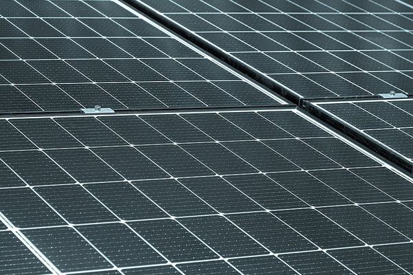 A closeup of solar panels