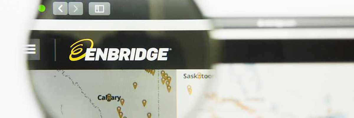 A closeup of the Enbridge logo on a website