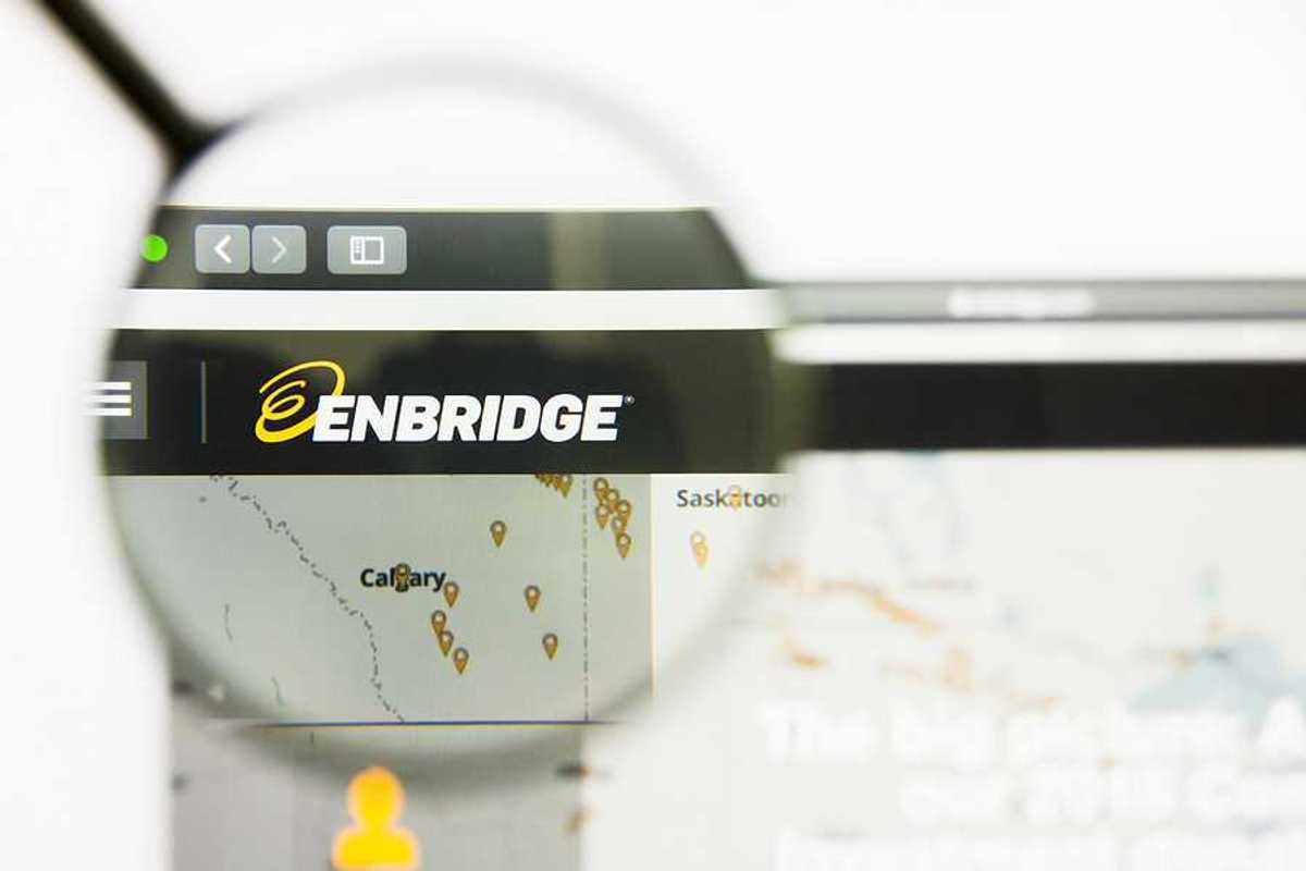 A closeup of the Enbridge logo on a website