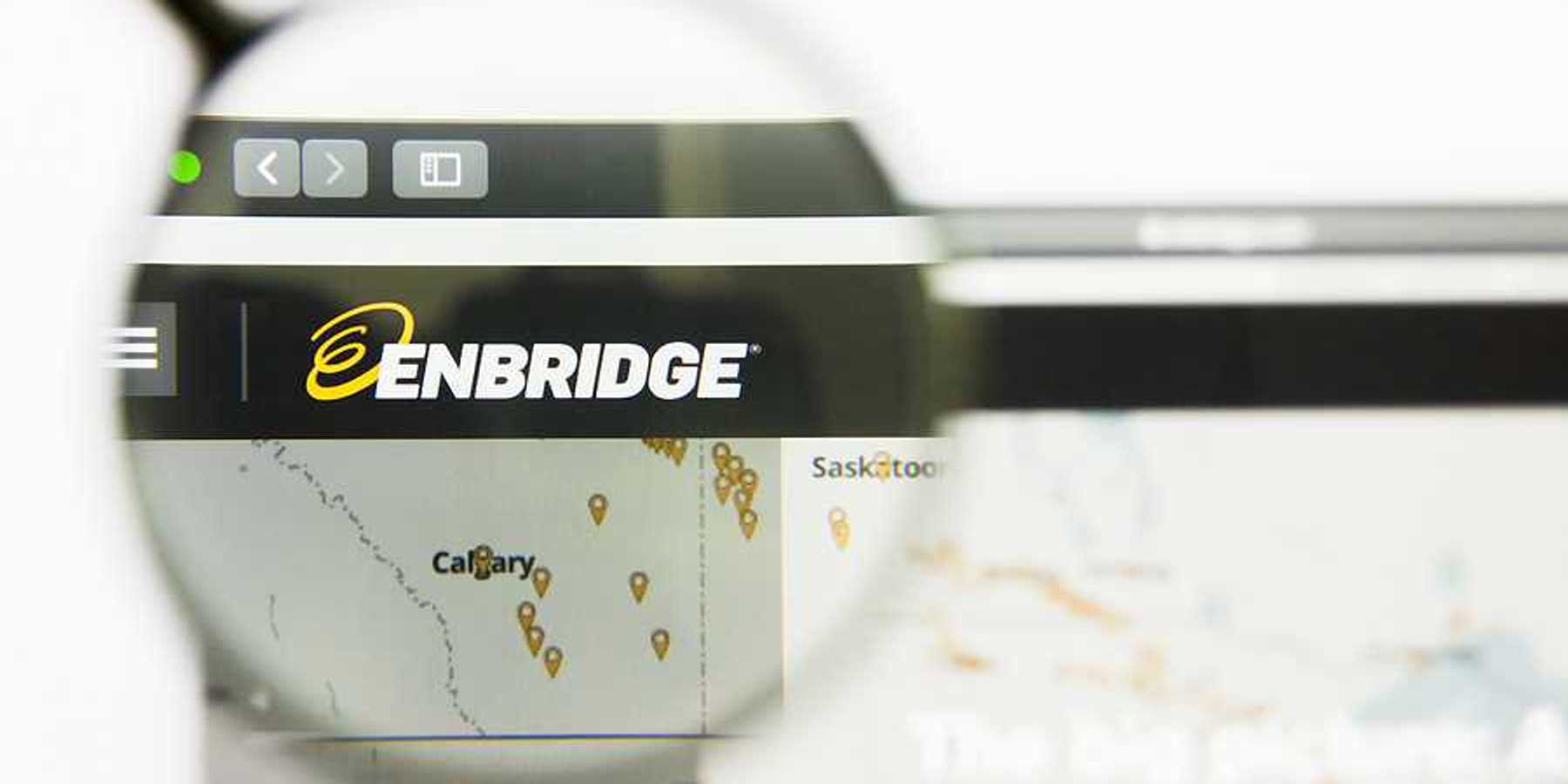 A closeup of the Enbridge logo on a website