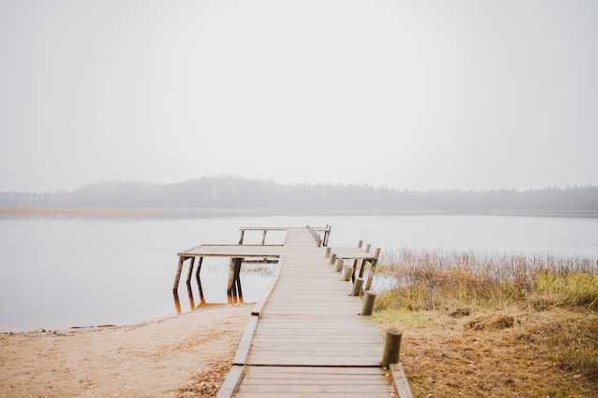 A dock stretching into a body of water