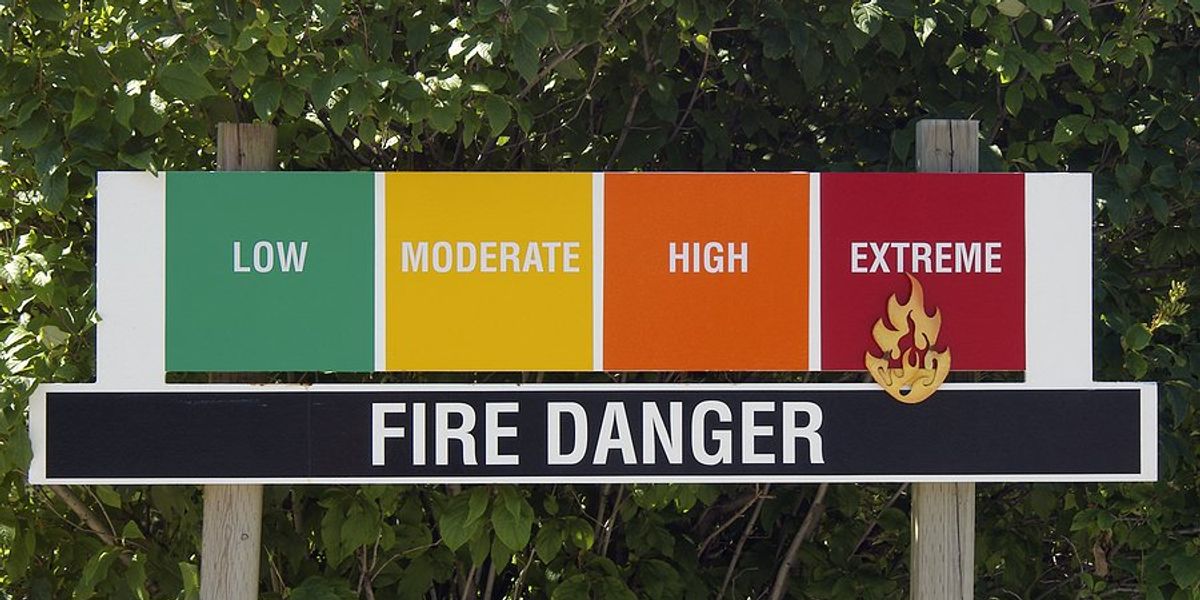 A Fire Danger sign indicating there is extreme fire danger.