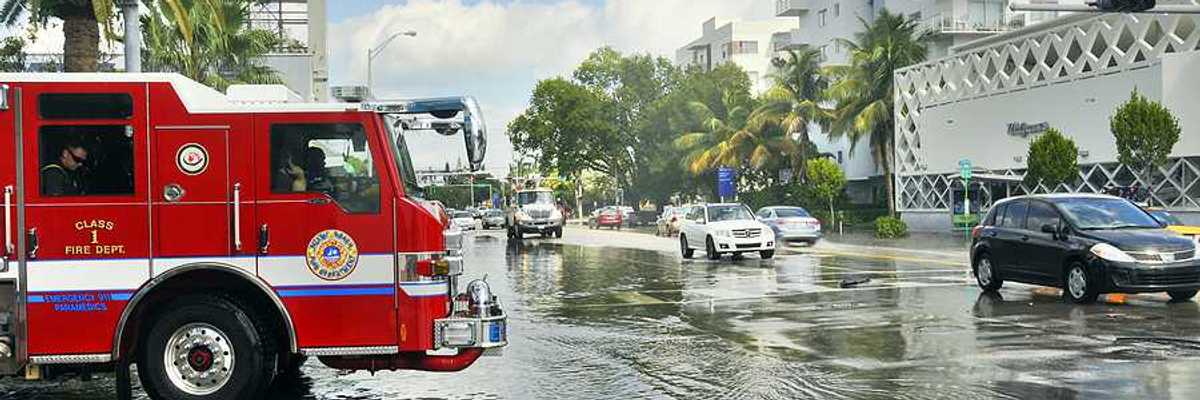 A flooded street in Miami Florida