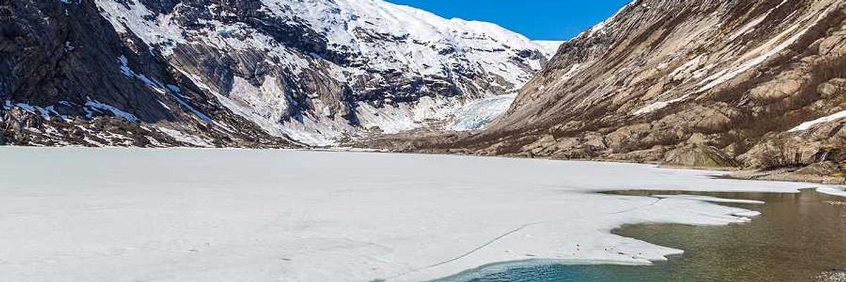 A glacier on a sunny day