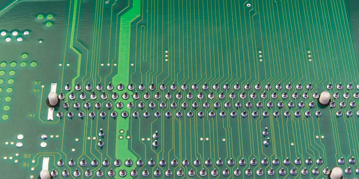 A green electric circuit board.