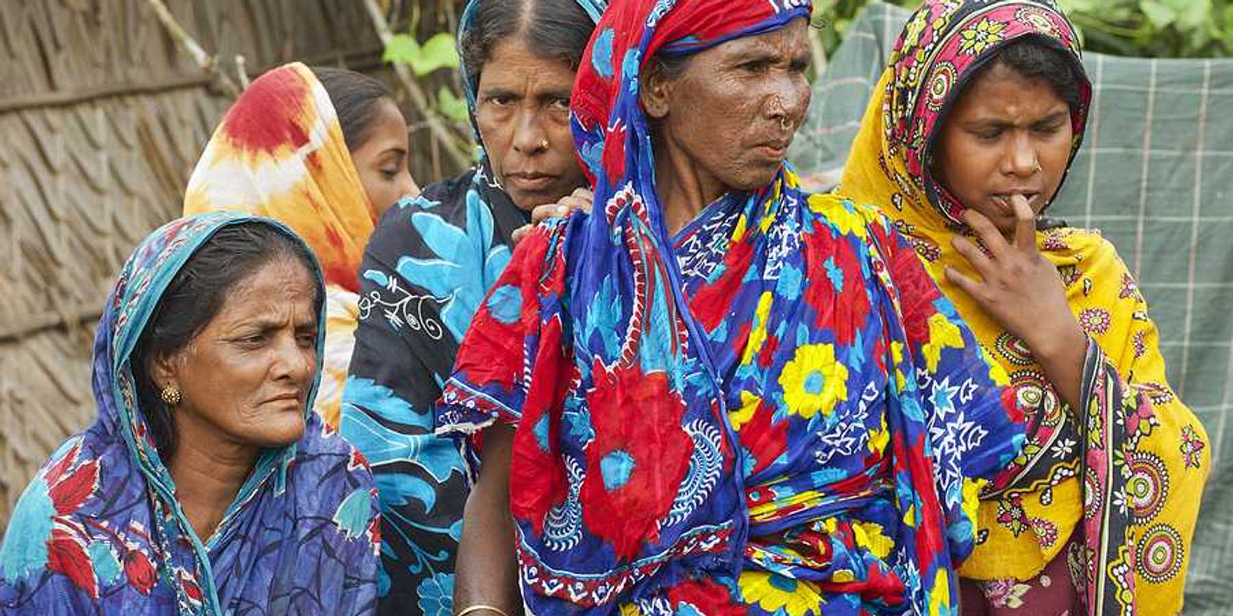 A group of Bangladeshi women dressed in traditional garb
