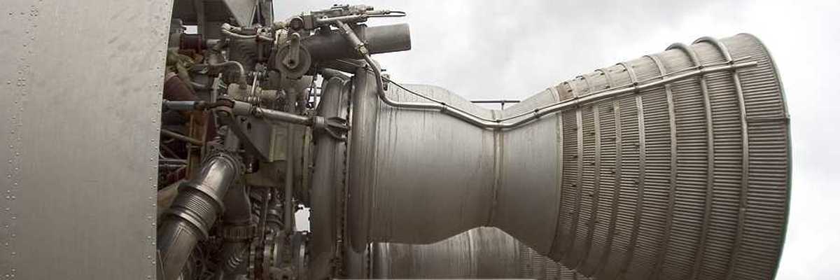 A horizontal view of the motors at the bottom of a rocket