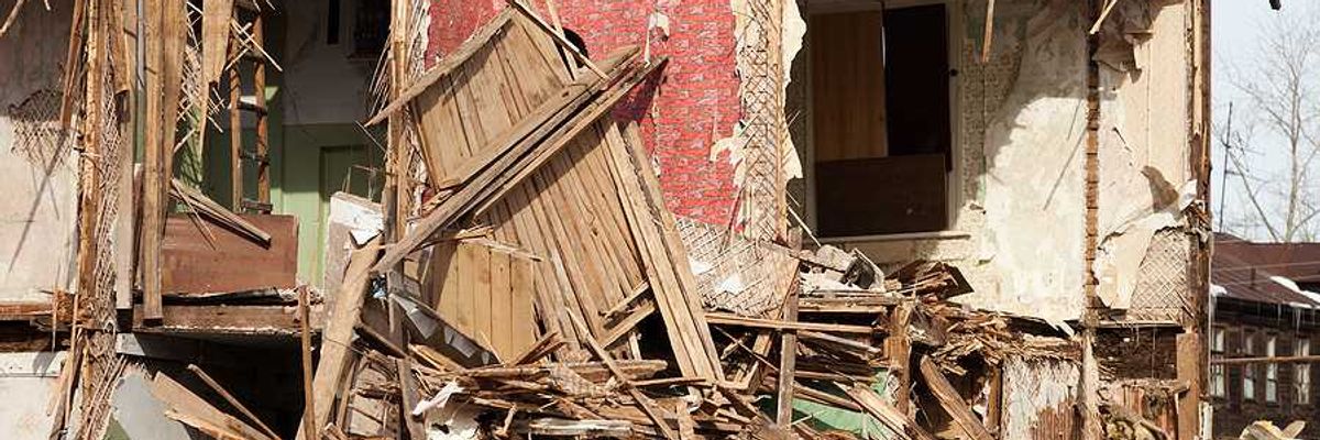A house completely destroyed by a hurricane