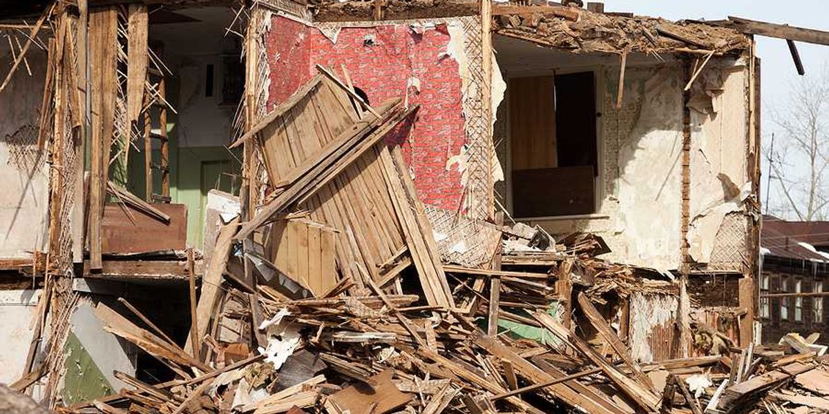 A house completely destroyed by a hurricane