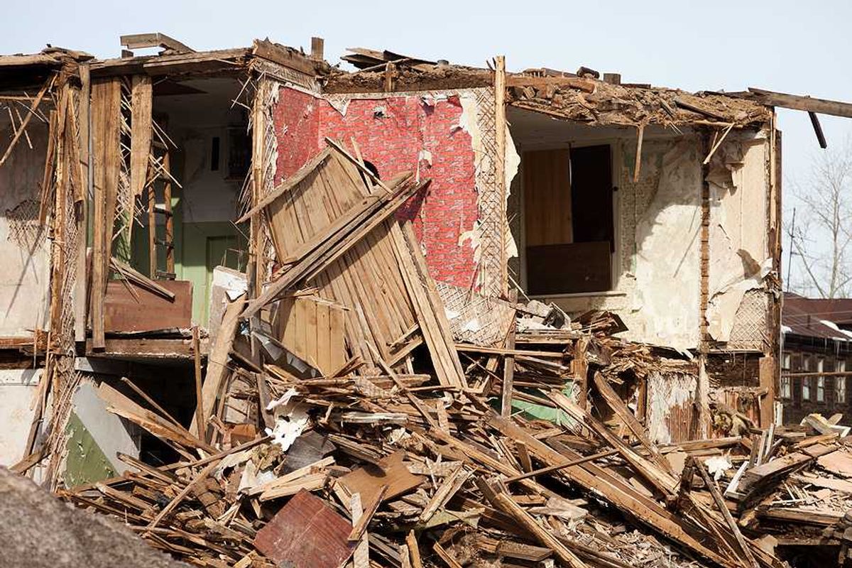 A house completely destroyed by a hurricane