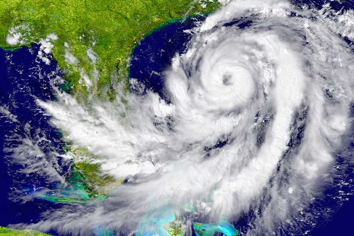 A hurricane approaching the southern United States as viewed from space
