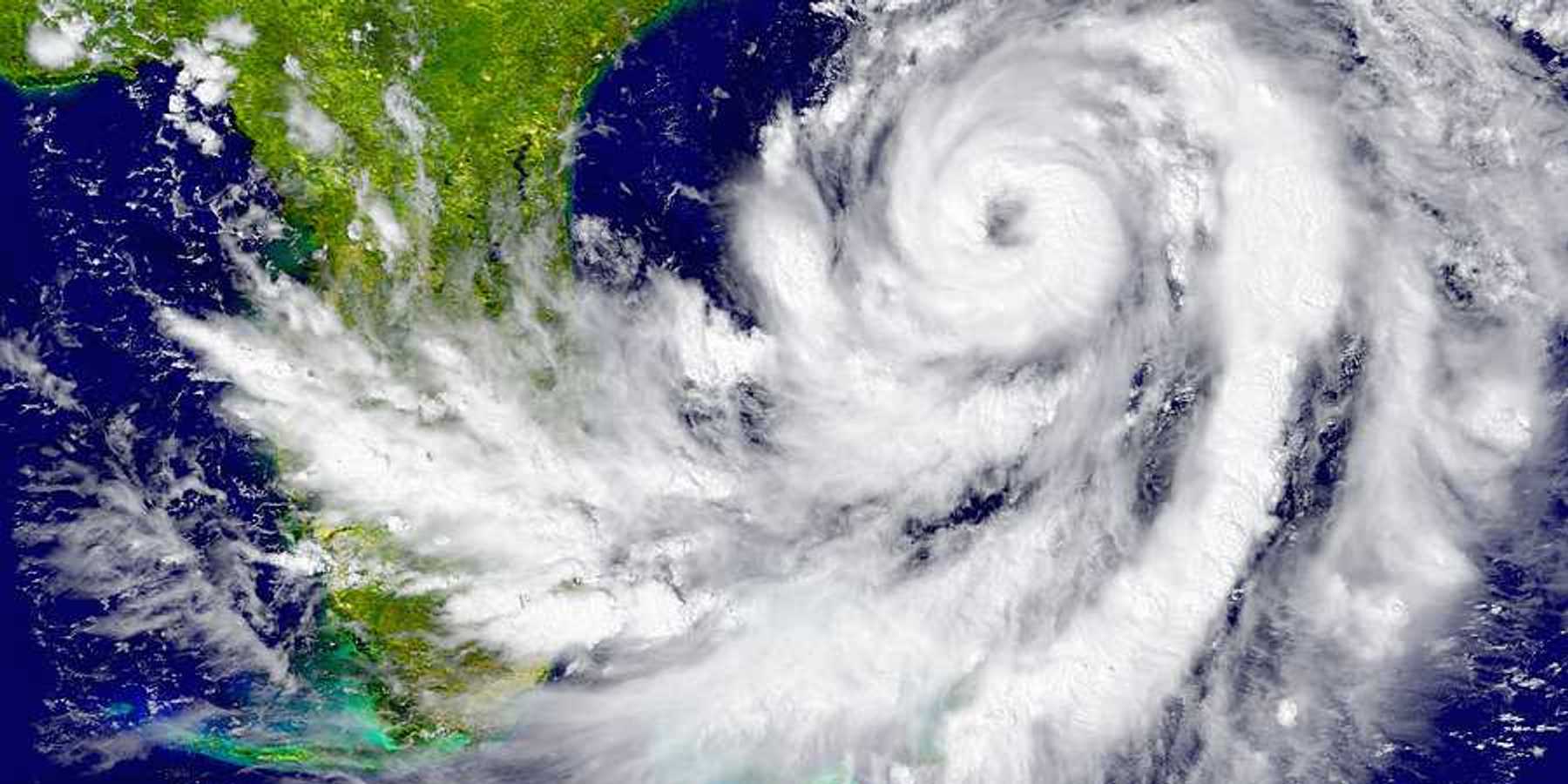 A hurricane approaching the southern United States as viewed from space