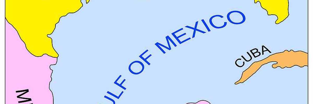 A map showing the Gulf of Mexico