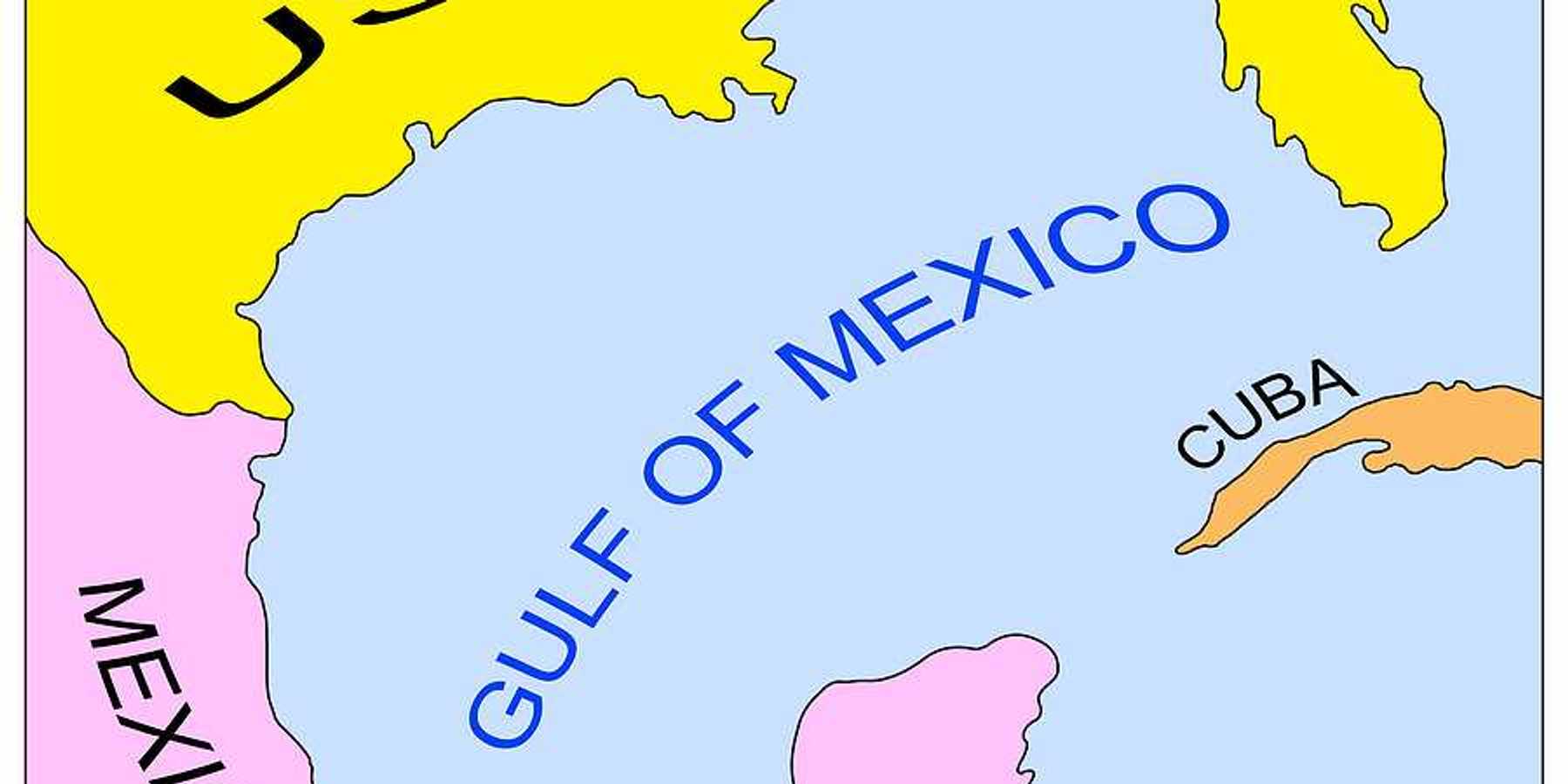 A map showing the Gulf of Mexico