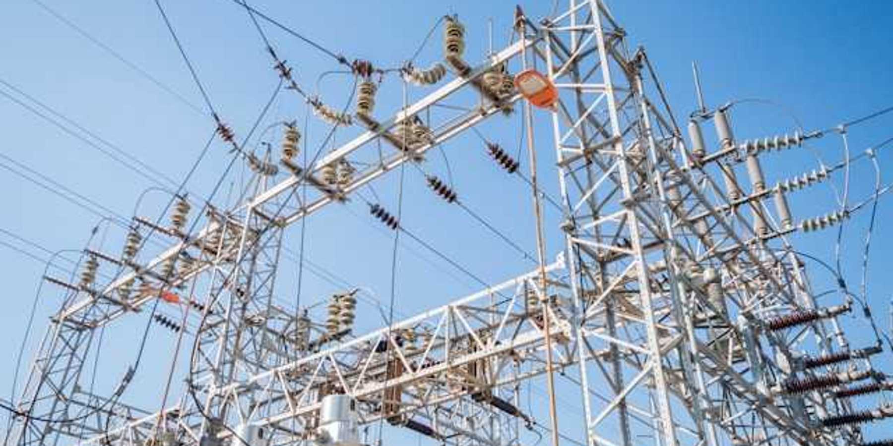 A mass of metal rigging and wires in an energy hub