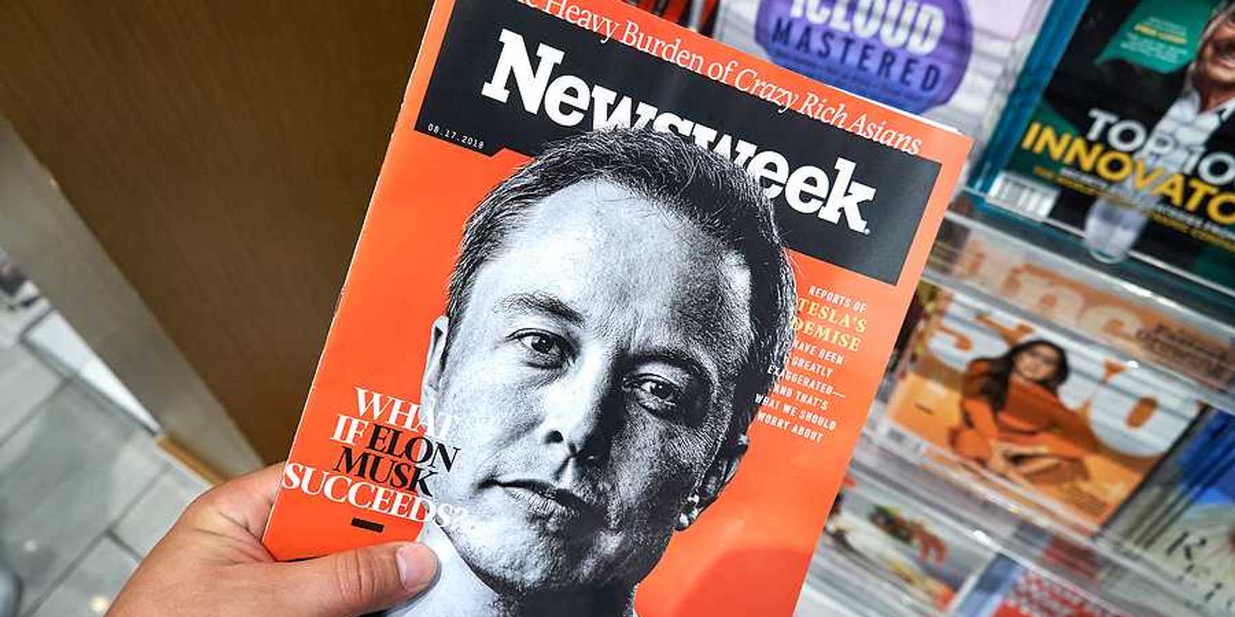 A Newsweek magazine with Elon Musk on the cover