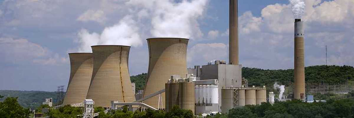A nuclear power plant situated along a river.