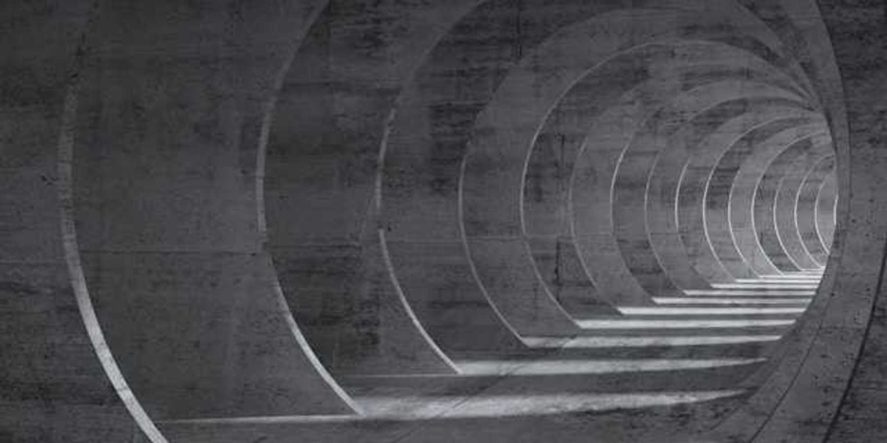 A pathway made from overlapping cement arches