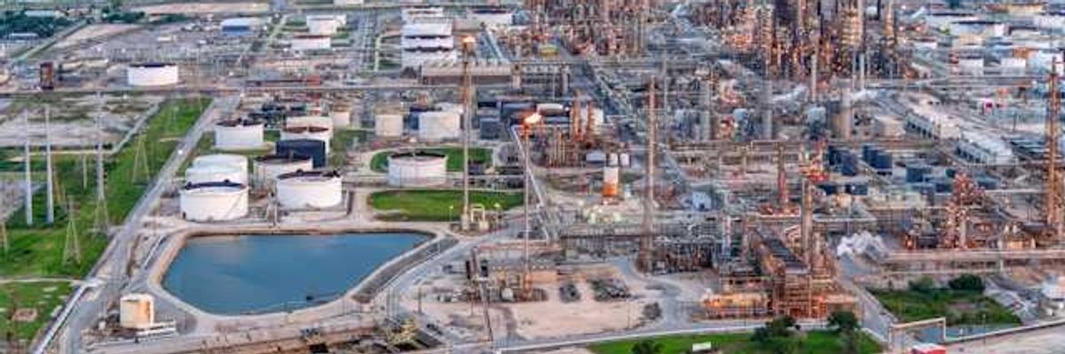 A petrochemical plant on the edge of a river