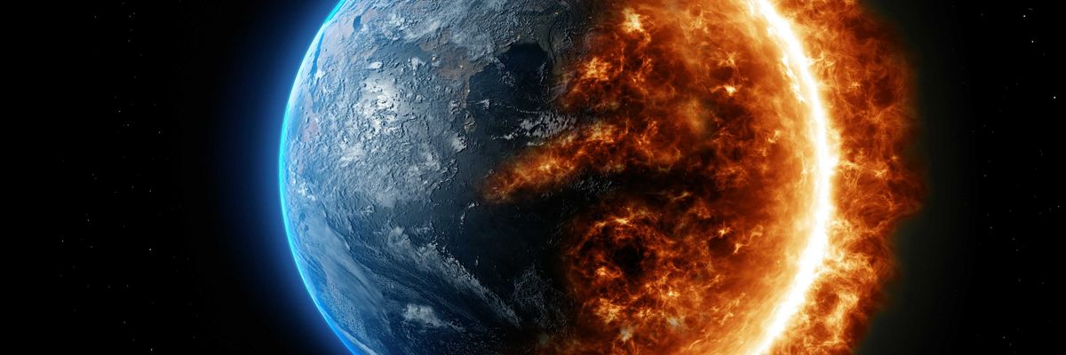 a picture of the earth in a ring of fire