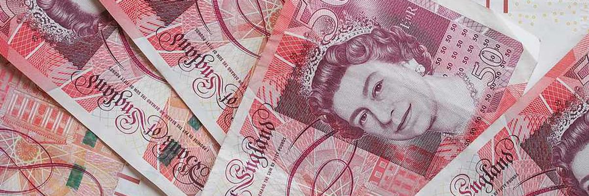 A pile of British pounds