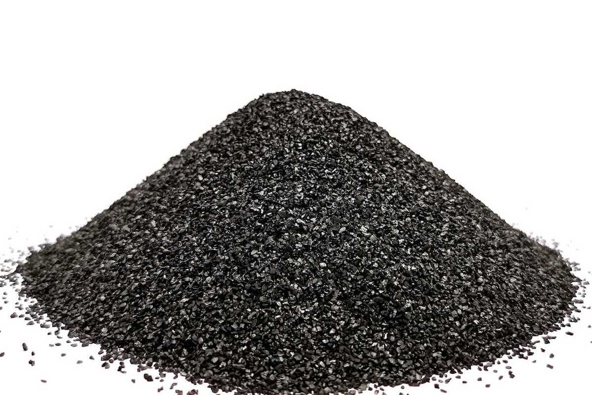 A pile of dark grey powder