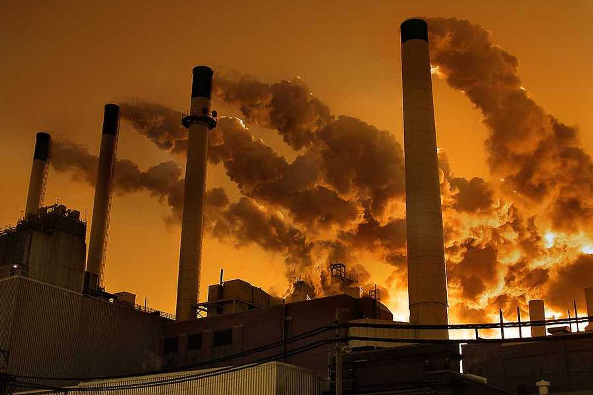 A plant spewing pollution into the air