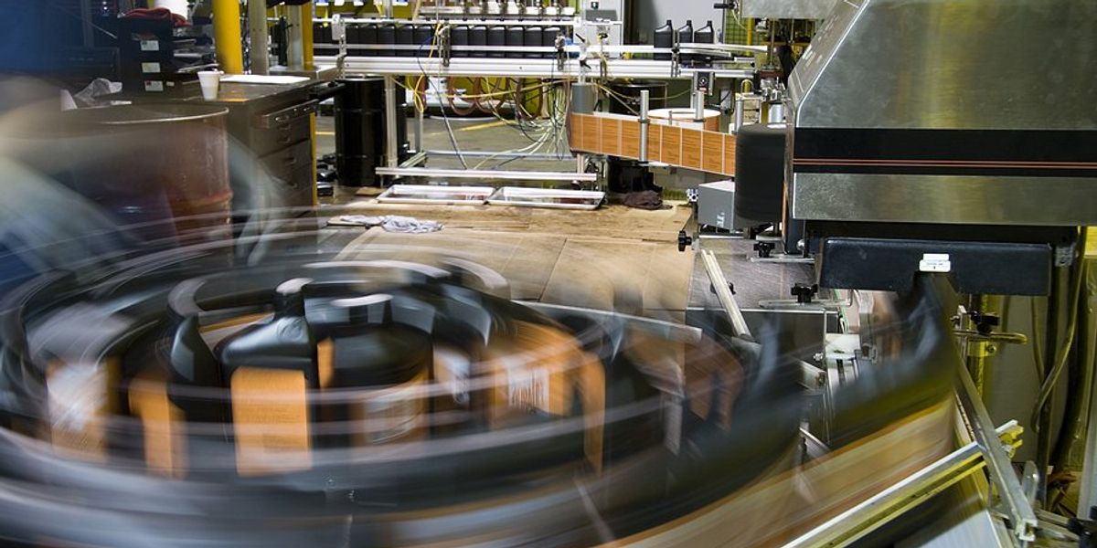A plastics plant with industrial equipment.