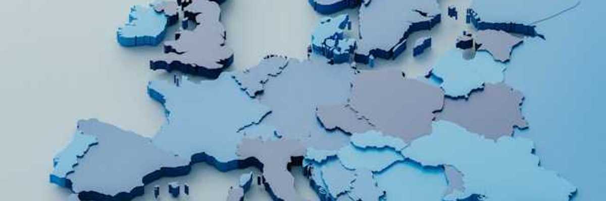A raised model of the countries in Europe and North Africa