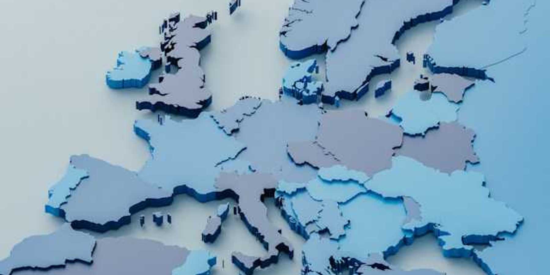 A raised model of the countries in Europe and North Africa