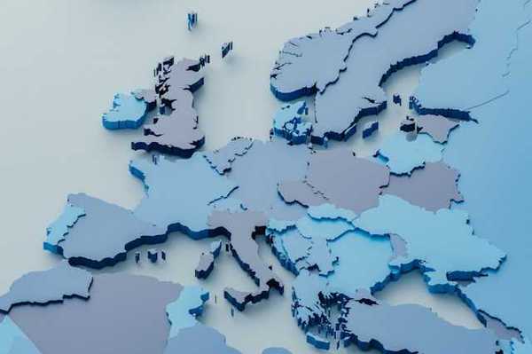 A raised model of the countries in Europe and North Africa