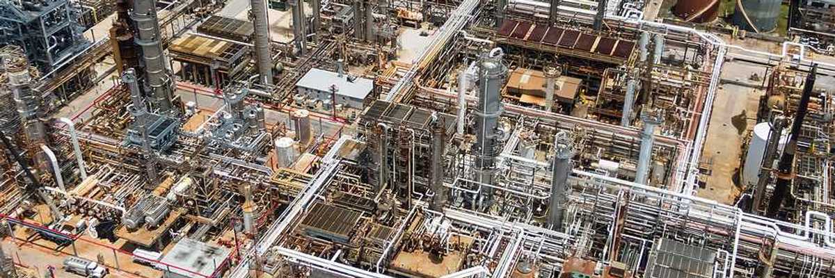 A refinery viewed from above