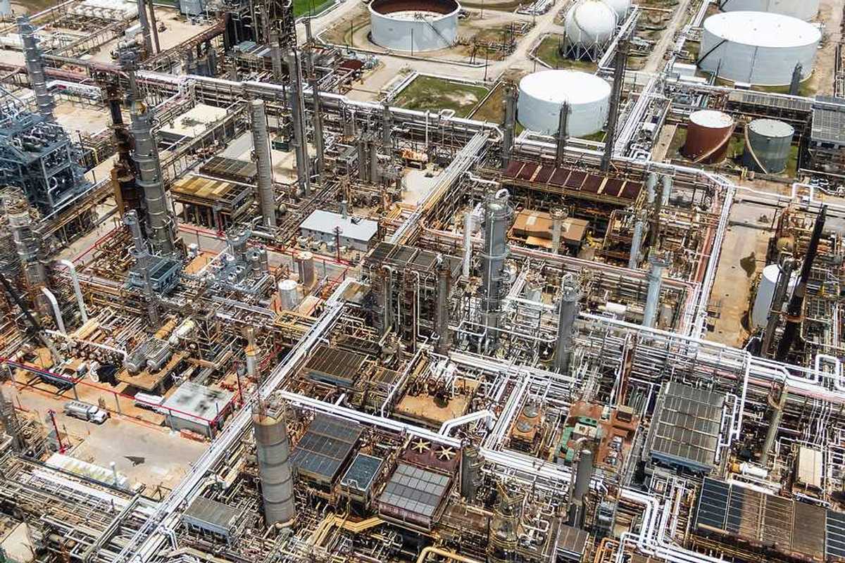 A refinery viewed from above