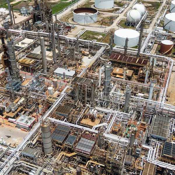 A refinery viewed from above