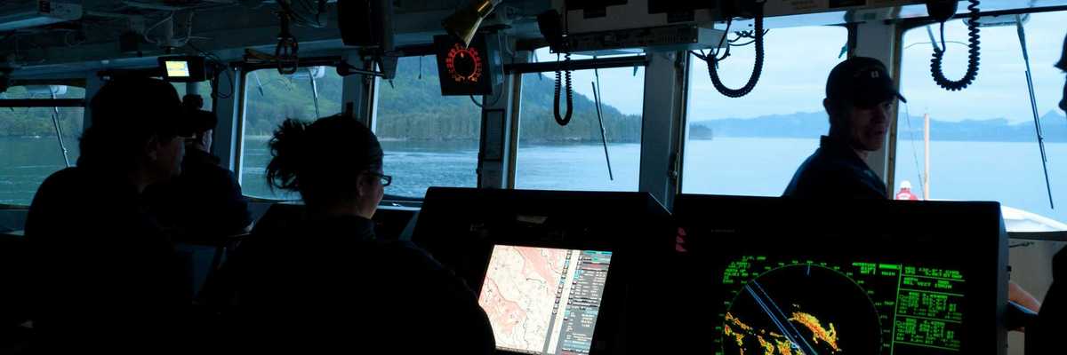 A research ship with computers and crew