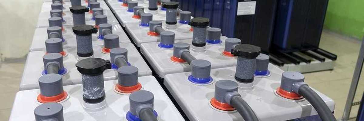 A row of industrial batteries