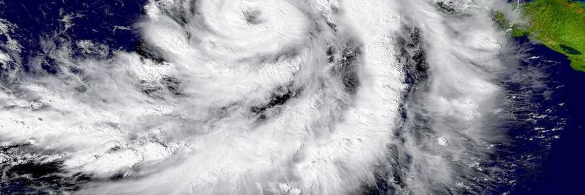 A satellite image of a hurricane heading for Central America