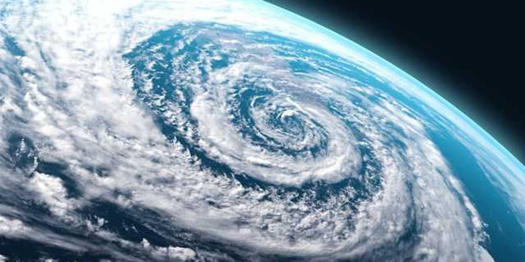 A satellite image of a hurricane