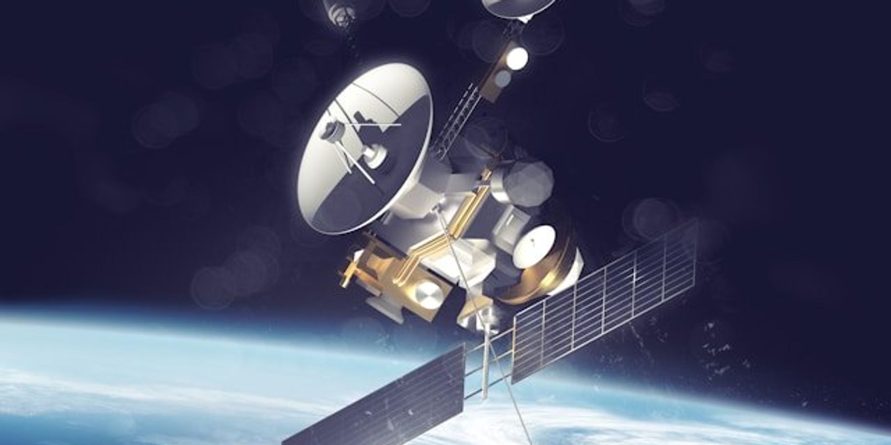 A satellite in space hovering over the earth.