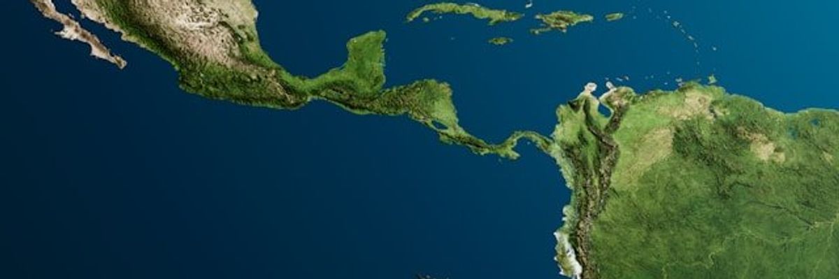 A satellite view of the gulf of mexico and the gulf of panama