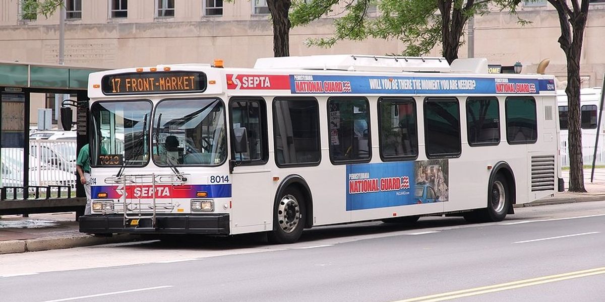 A SEPTA system transit bus in Philadelphia PA.
