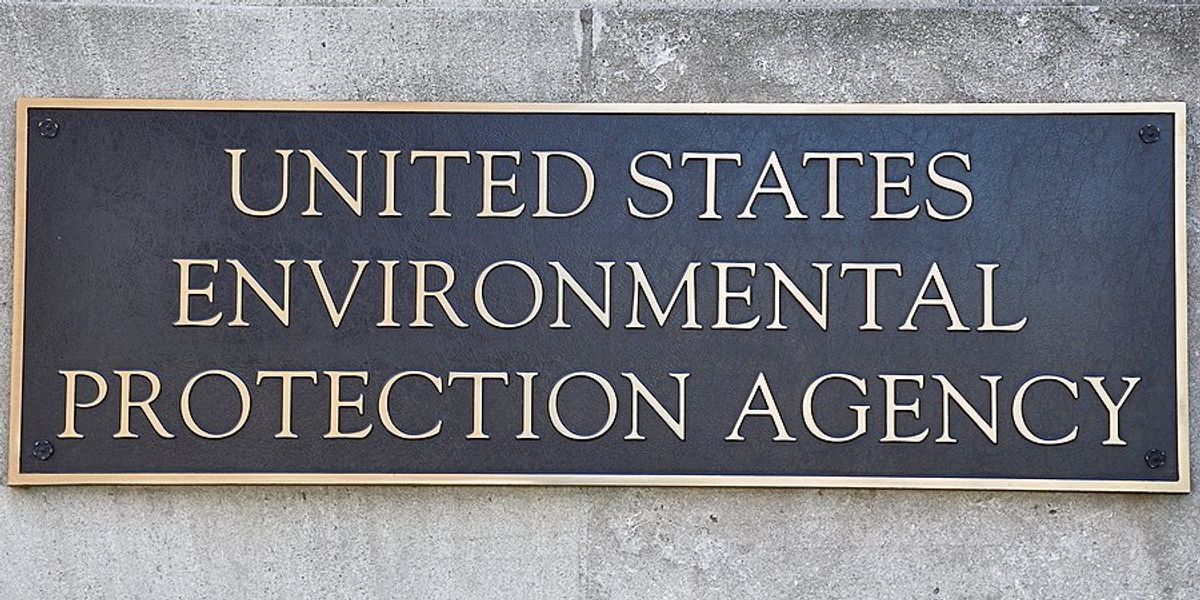 A sign on a concrete building reading "United States Environmental Protection Agency."