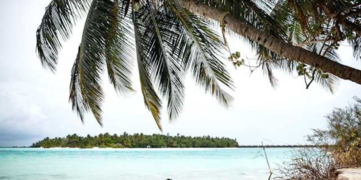 A small island viewed from a beach