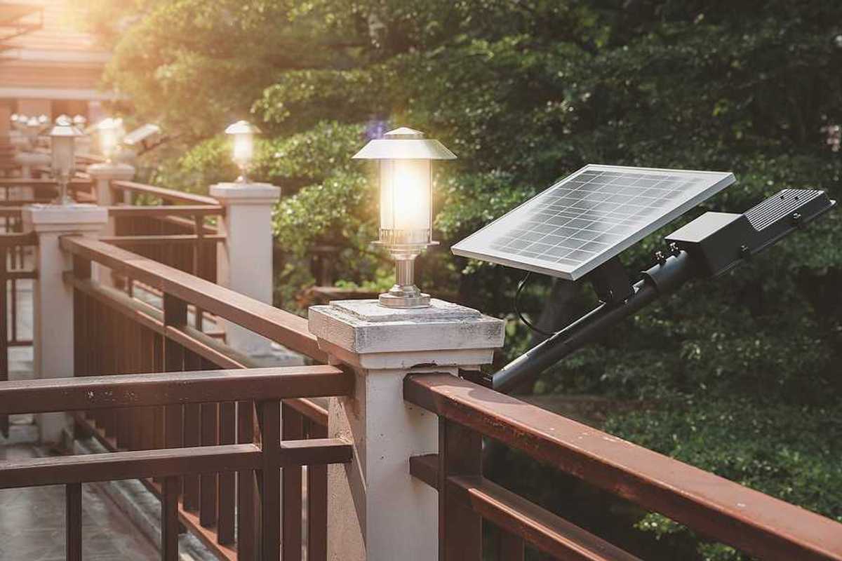 A small solar panel on the balcony of a hotel